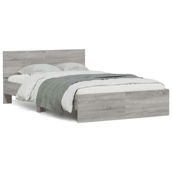 Bedframe Met Hoofdeinde En Led Eiken 120 x 200 cm Grijs sonoma