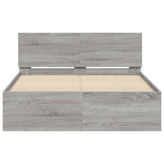 Bedframe Met Hoofdeinde En Led Eiken 120 x 200 cm Grijs sonoma