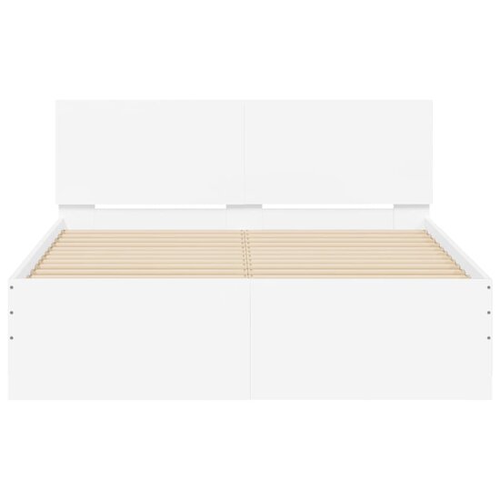 Bedframe Met Hoofdeinde En Led 140 x 190 cm Wit