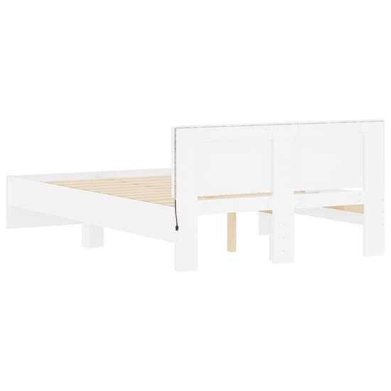 Bedframe Met Hoofdeinde En Led 140 x 190 cm Wit