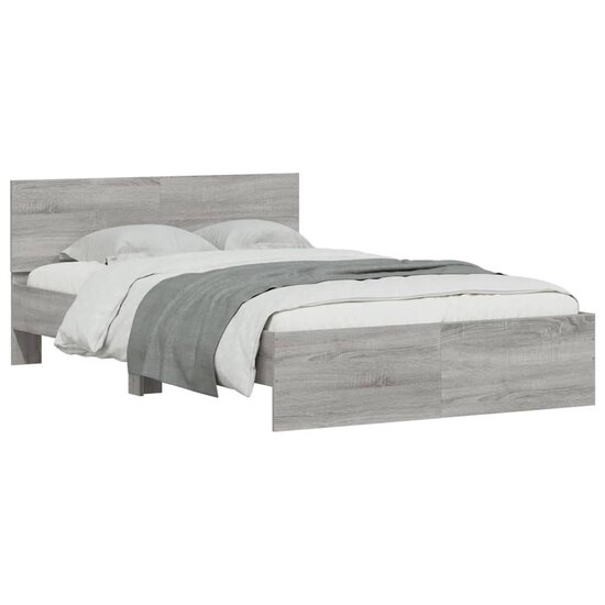 Bedframe Met Hoofdeinde En Led Eiken 140 x 190 cm Grijs sonoma