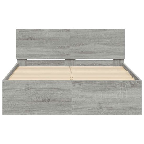 Bedframe Met Hoofdeinde En Led Eiken 140 x 190 cm Grijs sonoma