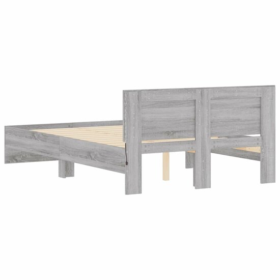 Bedframe Met Hoofdeinde En Led Eiken 140 x 190 cm Grijs sonoma