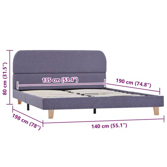 Bedframe zonder matras 135x190 cm lichtgrijs