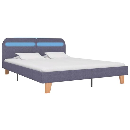 Bedframe Met Led Zonder Matras Stof 150 x 200 cm Lichtgrijs