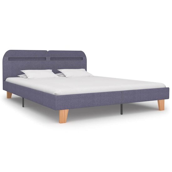 Bedframe Met Led Zonder Matras Stof 150 x 200 cm Lichtgrijs
