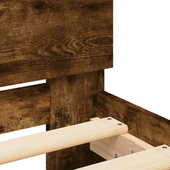 Bedframe Met Hoofdeinde En Led Kleurig 120 x 200 cm Gerookt eiken