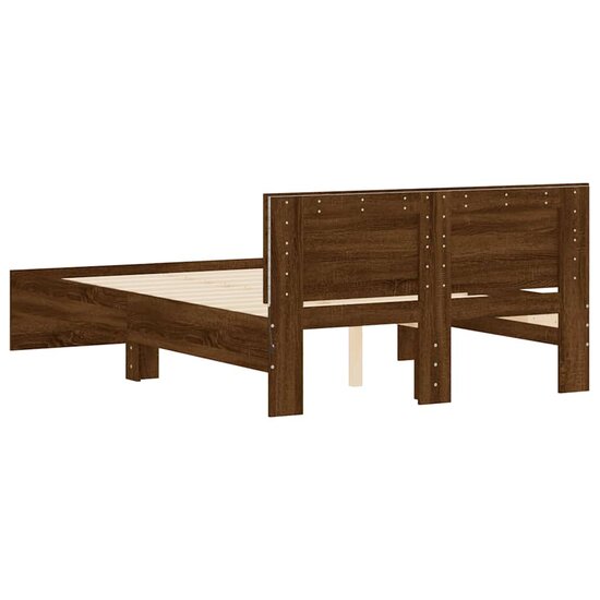 Bedframe Met Hoofdeinde En Led 120 x 200 cm bruin eikenkleur