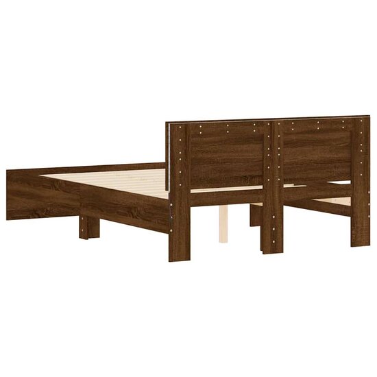 Bedframe Met Hoofdeinde En Led 140 x 190 cm bruin eikenkleur