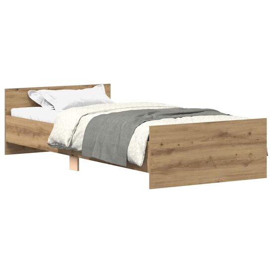 Bedframe Zonder Matras Spaanplaat Artisanaal Eikenkleurig 90 x 200 cm