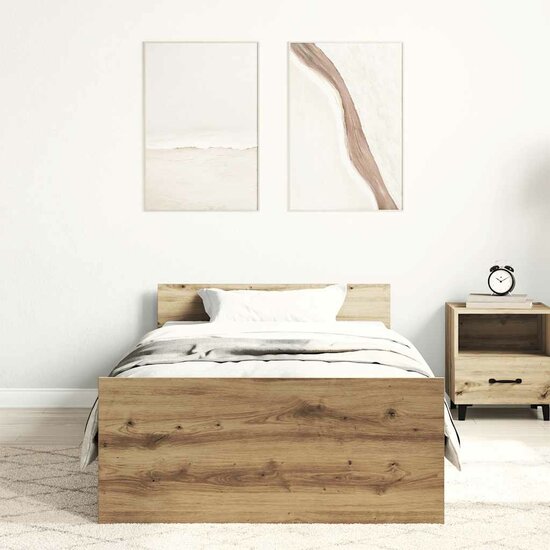 Bedframe Zonder Matras Spaanplaat Artisanaal Eikenkleurig 90 x 200 cm