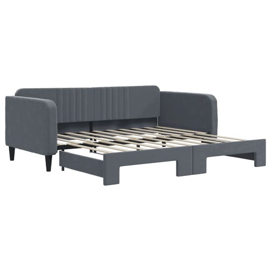 Slaapbank Fluweel Donkergrijs 90 x 190 cm met onderschuifbed