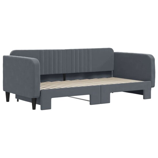 Slaapbank Fluweel Donkergrijs 90 x 190 cm met onderschuifbed
