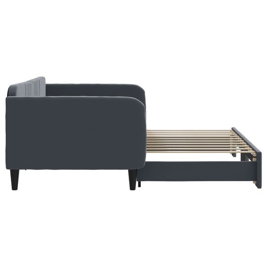 Slaapbank Fluweel Donkergrijs 90 x 190 cm met onderschuifbed