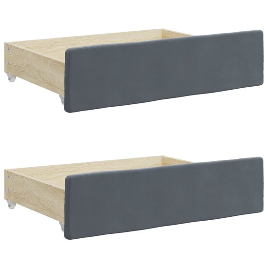 Slaapbank onderschuifbed en lades 90x190 cm fluweel donkergrijs