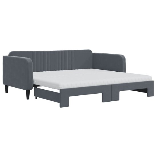 Slaapbank Onderschuifbed Matrassen 90X190Cm Fluweel 90 x 190 cm Donkergrijs