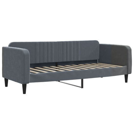 Slaapbank Onderschuifbed Matrassen 90X190Cm Fluweel 90 x 190 cm Donkergrijs