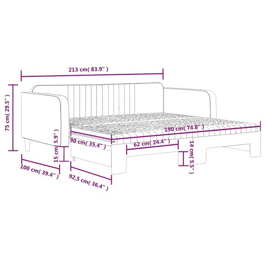 Slaapbank Onderschuifbed Matrassen 90X190Cm Fluweel 90 x 190 cm Donkergrijs