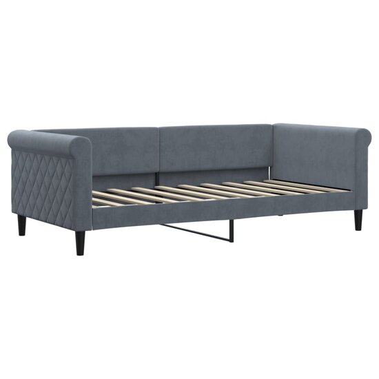 Slaapbank onderschuifbed en lades 90x190 cm fluweel donkergrijs