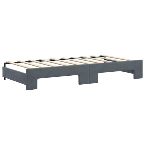 Slaapbank onderschuifbed en lades 90x190 cm fluweel donkergrijs