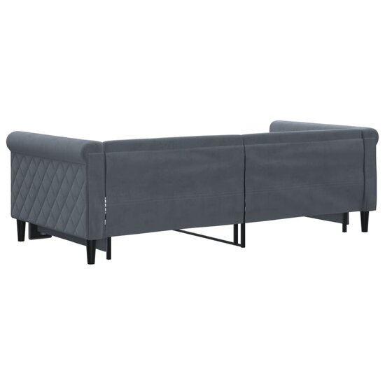Slaapbank met onderschuifbed 90x190 cm fluweel donkergrijs