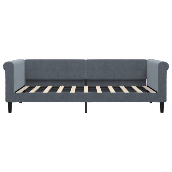 Slaapbank met onderschuifbed 90x190 cm fluweel donkergrijs