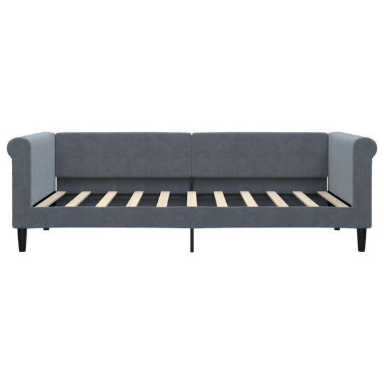 Slaapbank Onderschuifbed En Lades Fluweel 90 x 190 cm Donkergrijs
