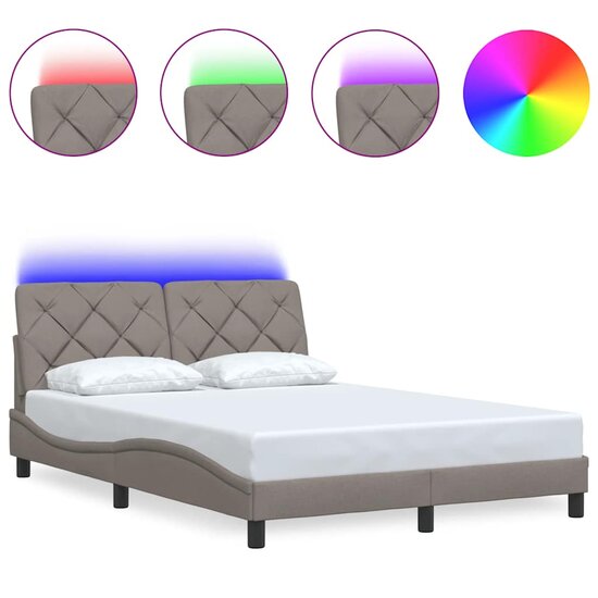Bedframe Met Led Zonder Matras Stof 140 x 190 cm Taupe