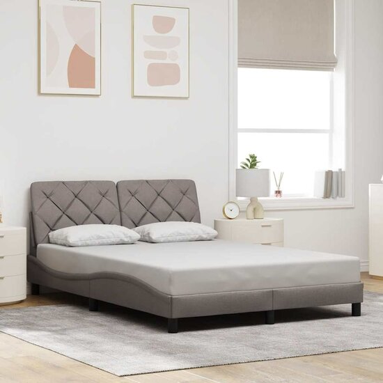 Bedframe Met Led Zonder Matras Stof 140 x 190 cm Taupe