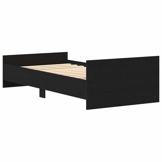 Bedframe Zonder Matras Spaanplaat Kleurig Zwart Eiken 90 x 200 cm