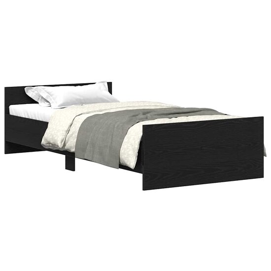 Bedframe Zonder Matras Spaanplaat Kleurig Zwart Eiken 90 x 190 cm