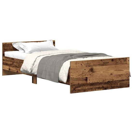 Bedframe Zonder Matras Spaanplaat Oud Hout 75 x 190 cm