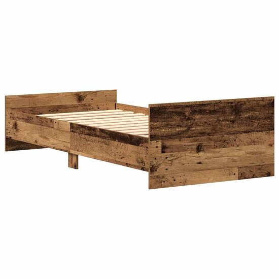 Bedframe Zonder Matras Spaanplaat Oud Hout 75 x 190 cm
