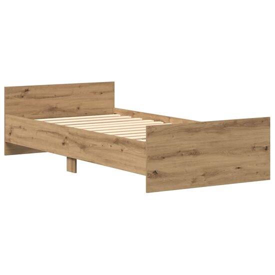 Bedframe Zonder Matras Spaanplaat Ambachtelijk Artisanaal Eikenkleurig 75 x 190 cm