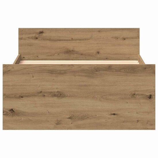 Bedframe Zonder Matras Spaanplaat Ambachtelijk Artisanaal Eikenkleurig 75 x 190 cm