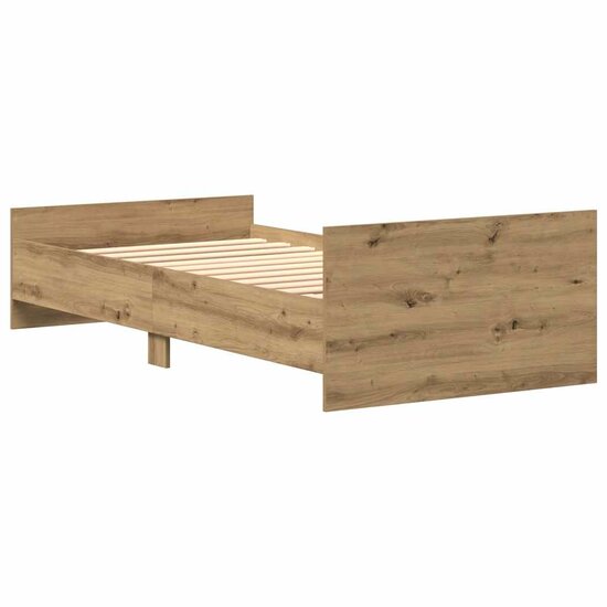 Bedframe Zonder Matras Spaanplaat Ambachtelijk Artisanaal Eikenkleurig 75 x 190 cm