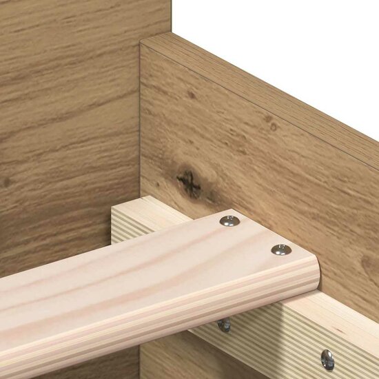 Bedframe Zonder Matras Spaanplaat Ambachtelijk Artisanaal Eikenkleurig 75 x 190 cm