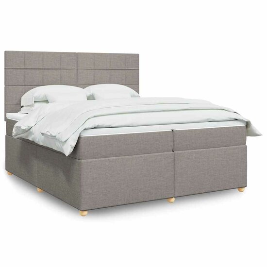 Boxspring Met Matras Stof 200 x 200 cm Taupe
