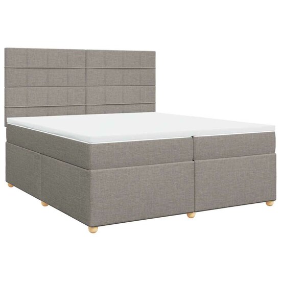 Boxspring Met Matras Stof 200 x 200 cm Taupe
