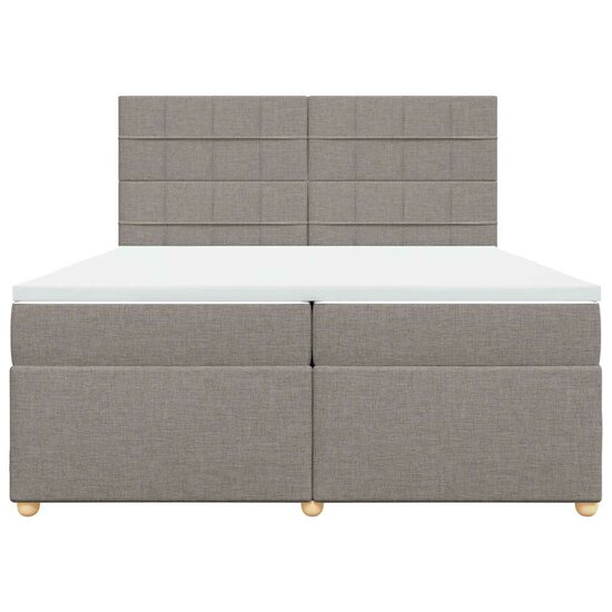 Boxspring Met Matras Stof 200 x 200 cm Taupe