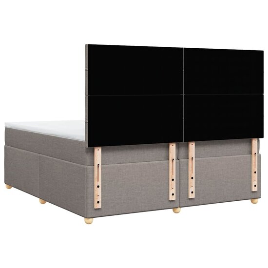 Boxspring Met Matras Stof 200 x 200 cm Taupe