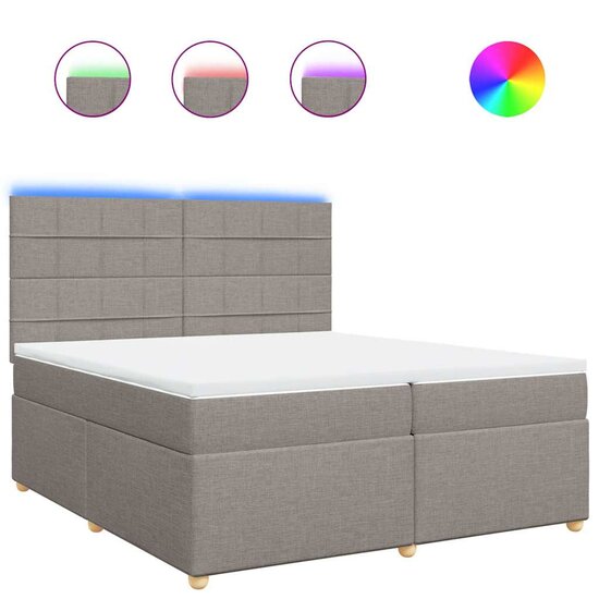 Boxspring Met Matras Stof 200 x 200 cm Taupe