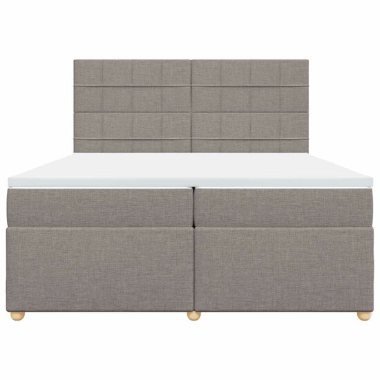 Boxspring Met Matras Stof 200 x 200 cm Taupe