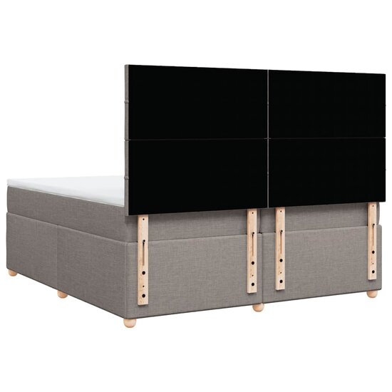 Boxspring Met Matras Stof 200 x 200 cm Taupe