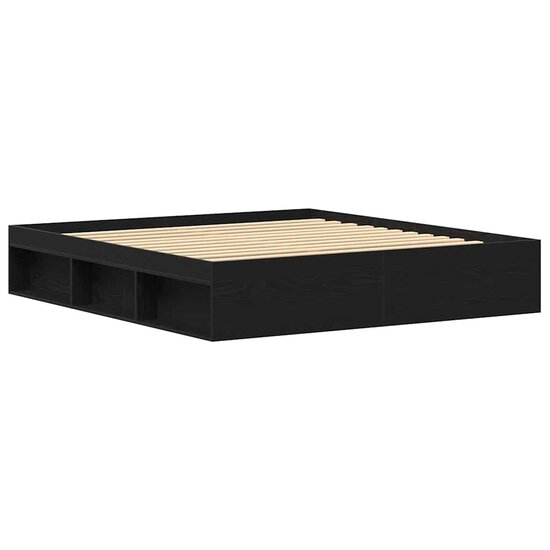 Bedframe Zonder Matras 150X200 Cm Bewerkt Hout Kleur Zwart Eiken 180 x 200 cm