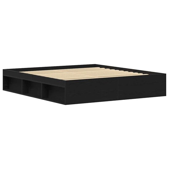 Bedframe Zonder Matras 150X200 Cm Bewerkt Hout Kleur Zwart Eiken 180 x 200 cm
