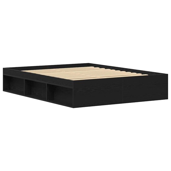 Bedframe Zonder Matras Bewerkt Hout Kleur Zwart Eiken 150 x 200 cm