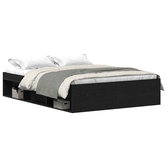 Bedframe Zonder Matras Bewerkt Hout Kleur Zwart Eiken 120 x 190 cm
