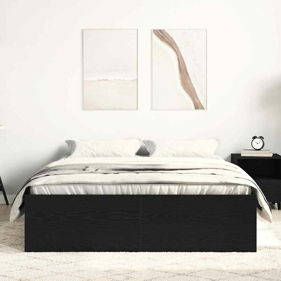 Bedframe Zonder Matras Bewerkt Hout Kleur Zwart Eiken 120 x 190 cm