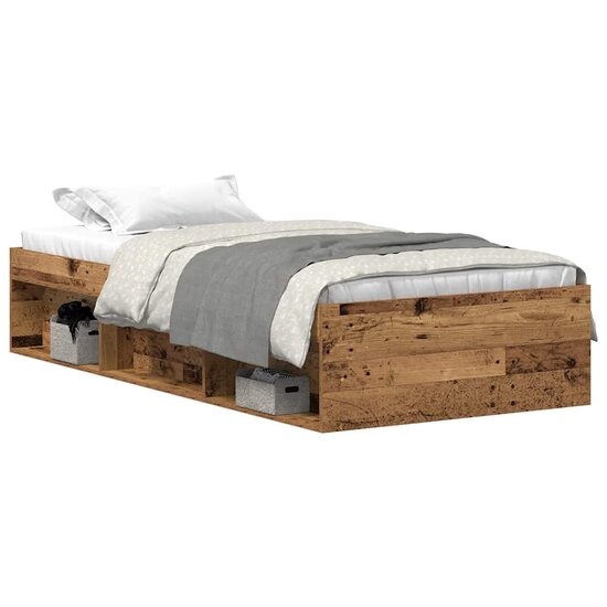 Bedframe Zonder Matras Spaanplaat Oud Hout 75 x 190 cm